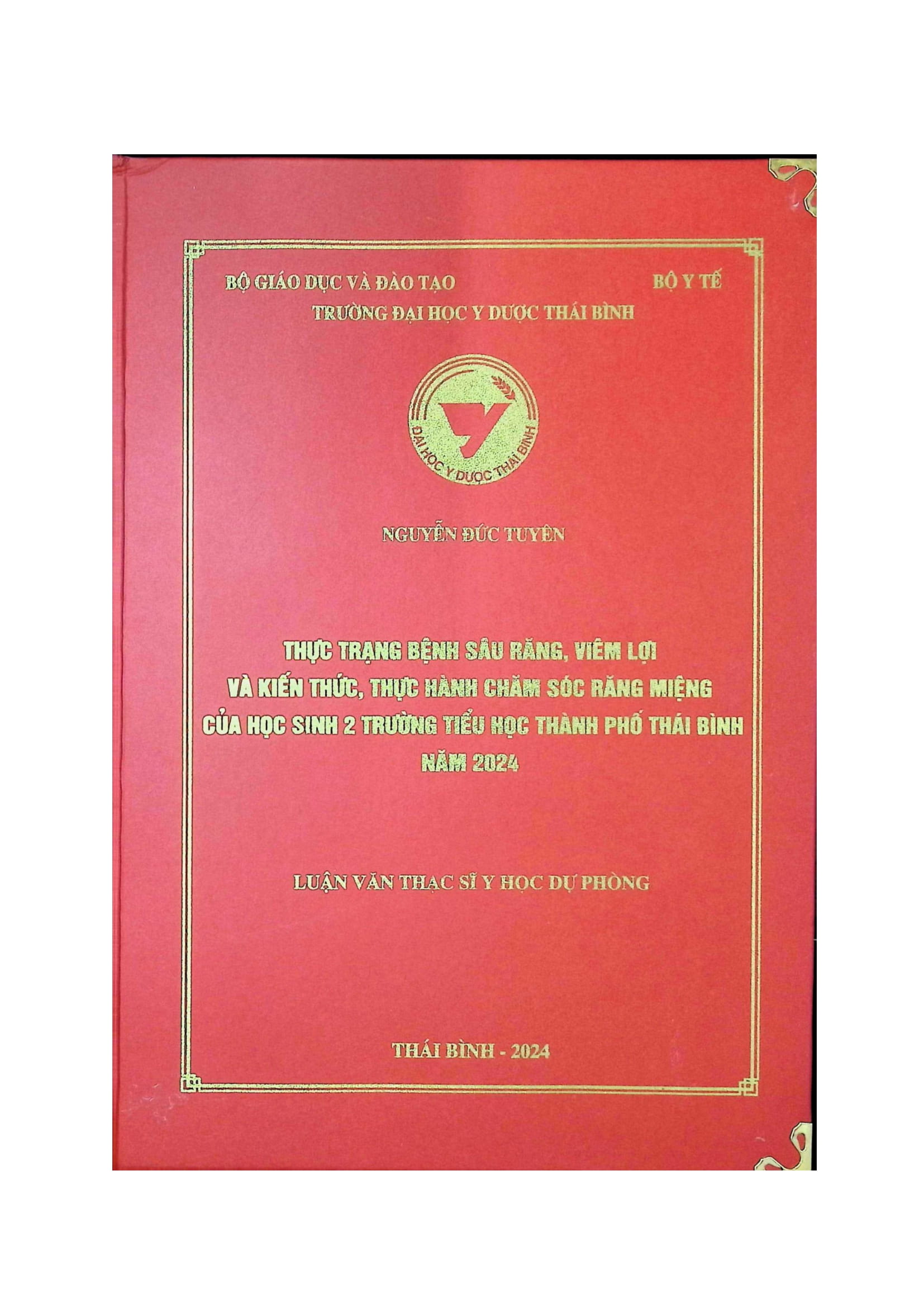 Thực trạng bệnh sâu răng, viêm lợi và kiến thức, thực hành chắm sóc răng miệng của học sinh 2 Trường Tiểu học thành phố Thái Bình năm 2024.